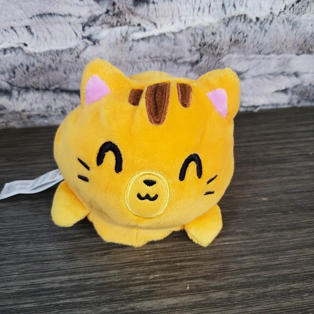 teeturtle Orange Happy/Angry Cat Reversible Plush 4